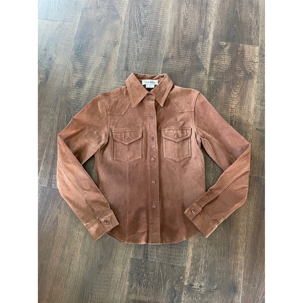 Vintage Charlotte Russe Suede Leather Tigers Eye Snap Jacket